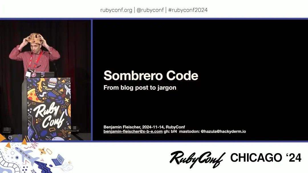 talk by Benjamin Fleischer: Lightning Talk: Sombrero Code - From blog post to jargon