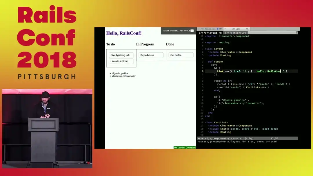 talk by Jamie Gaskins: Lightning Talk: Front-end web apps in Ruby (Opal)