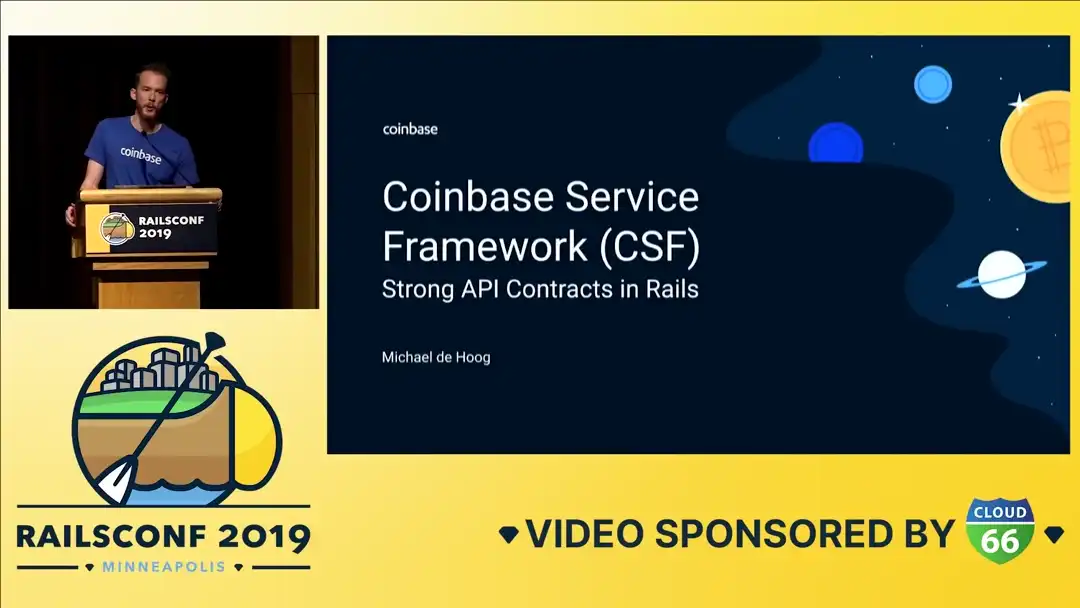 talk by Michael de Hoog: Lightning Talk: Coinbase Service Framework (CSF) - Strong API Contracts in Rails